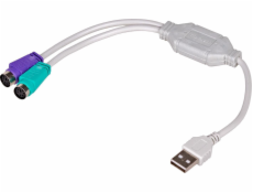 Akyga AK-AD-15 PS/2 cable 0.25 m 2x 6-p Mini-DIN USB A White