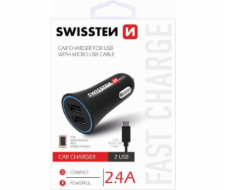 Swissten adaptér 2,4A 2x USB + kabel