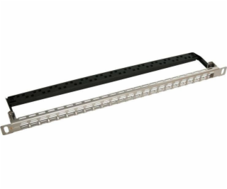 Patch panel Solarix modulární neosazený 24 portů, nerez 0,5U