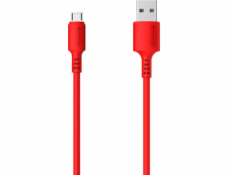 USB CABLE MICRO 3A RED SOMOSTEL 3100 mAh QUICK CHARGER 1,2 M POWERLINE SMS-BP06 MACARON - 10000+ BENDING STRENGTH