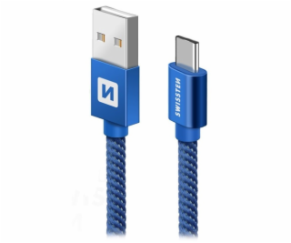 Swissten Textile Usb-C 0,2M Modrý