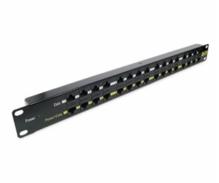 POE Patch panel 19 "UTP cat.5e 16p 1U Black