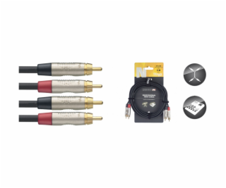 Stagg NTC3CR, kabel RCA/RCA, 3m