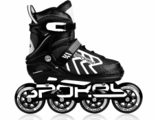 Spokey KHAN Kolečkové brusle, černo-bílé, ABEC7 Carbon, vel. 31-34