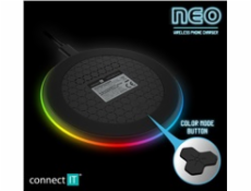 CONNECT IT bezdrátová nabíječka NEO QiRGB, herní, 10 W, černá