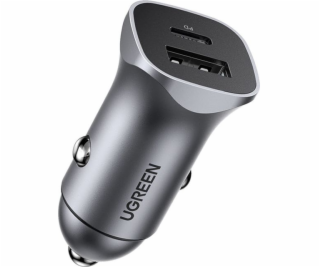 UGREEN USB-C PD+USB-A QC 24W Fast Car Charger Gray