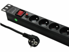 Qoltec 53995 Overvoltage power strip pre RACK 19 with CB | 1U | 16A | PDU | 6xFRENCH | 2m