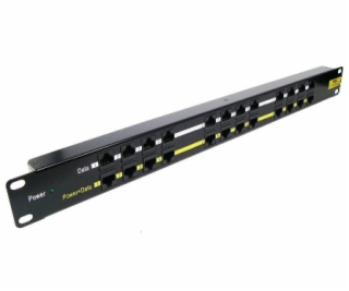 POE Patch panel 19 "UTP cat.5e 12p 1U Black