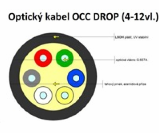 Optický kabel DROP FTTx, univerzál. 12x 9/125, singlemode...