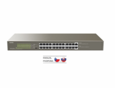 Tenda TEG1124P-24-250W - PoE AT Switch 235Watt, 24xRJ45 Switch s 24x 10/100/1000 Mbps PoE, Kov