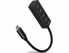 AXAGON HUE-M1C, 4x USB 3.2 Gen 1 MINI hub, kovový, kabel USB-C 20cm