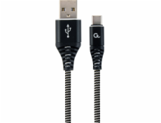 GEMBIRD Kabel CABLEXPERT USB 2.0 AM na Type-C kabel (AM/CM), 2m, opletený, černo-bílý, blister, PREMIUM QUALITY