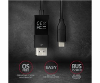 AXAGON RVC-DPC, USB-C -> DisplayPort redukce / kabel 1.8m...