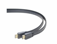 Kabel propojovací HDMI 1.4  + Ethernet plochý , zlacené konektory, 1m 