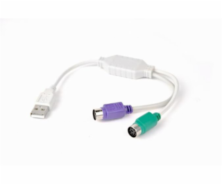 Gembird adaptér USB 2.0 (M) na PS/2, kabel, 0.3 m, bílý