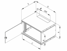 19 rozvaděč jednodíl.12U/400mm FLAT-PACK plech.dv.