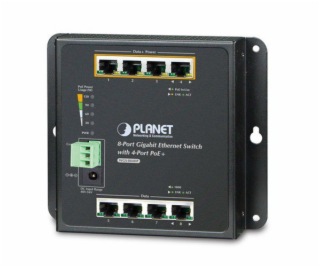 PLANET průmyslový plochý switch 8x 1Gb, 4xPoE 30/120W, du...