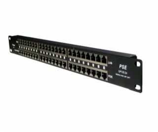 Patch panel POE cat.5e 24p 1U Black stíněný, 19  rack