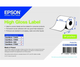 EPSON High Gloss Label - Continuous Roll: 51mm x 33m