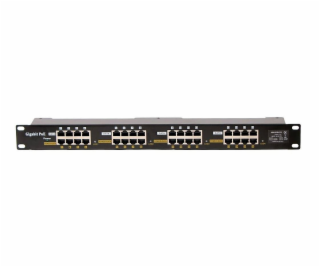 Patch panel POE Gigabit cat.5e 16p 1U Black stíněný, 19  ...