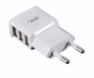 TRX Akyga USB nabíječka 220V/ 5V/ 3.1A/ 3x USB/ bílá