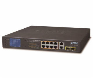 PLANET FGSD-1022VHP PoE switch, 8x100, 2x1000-TP/SFP, LCD...