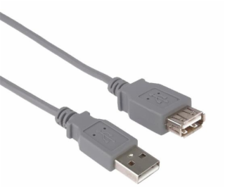 PremiumCord USB 2.0 kabel prodlužovací, A-A, 20cm, šedá