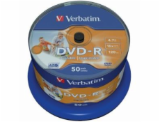 Verbatim DVD-R [ spindle 50 | 4.7GB | 16x | Wide Inkjet printable | ID branded ]