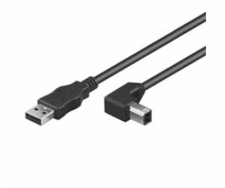 PremiumCord Kabel USB 2.0, A-B, 3m se zahnutým USB-B kone...