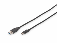 Kabel USB Digitus USB-A - USB-C 1 m Czarny (DB-300136-010-S)