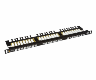 Solarix 19  Patch panel 24xRJ45 CAT6 UTP s vyvaz.lištou č...