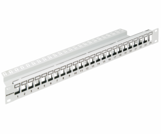 19  patchpanel pro 24 modulu SFA/SFB, neosazený, 1U,RAL 7035