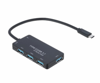 Akyga hub USB type C/USB 3.1 4-portABS/20 cm