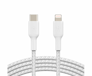 Pletený USB-C Lightning kabel 2m bílý