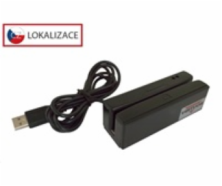 Třístopá čtečka magnetických karet MSR-100A, USB-COM, černá