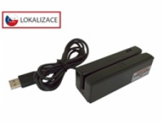 Třístopá čtečka magnetických karet MSR-100A, USB-COM, černá