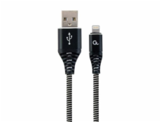 Gembird nabíjecí kabel Lightning 8-pin (M) na USB 2.0 (M), prémiový, opletený, 1 m, černý