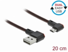 Delock Kabel EASY-USB 2.0 Typ-A samec na EASY-USB Typ Micro-B samec pravoúhlý levý / pravý 0,2 m černý