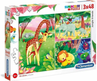 Clementoni Puzzle 3x48 Super kolor Jungle friends