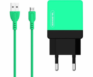 SOMOSTEL INDOOR PHONE CHARGER 2A + CABLE TYPE MICRO GREEN...