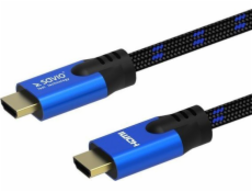 Kabel HDMI (M) v2.1, 1,8m, 8K, miedź, niebiesko-czarny, złote końcówki, ethernet/3D, CL-142