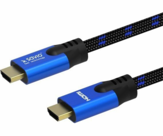 Kabel HDMI (M) v2.1, 3m, 8K, miedź, niebiesko-czarny, zło...