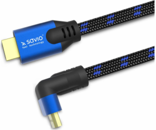 Kabel HDMI (M) v2.1, 1,8m, kątowy, 8K, miedź, niebiesko-c...