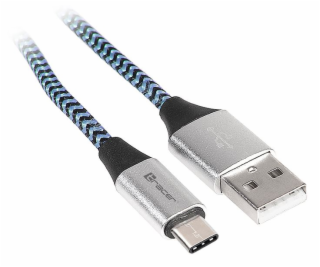 Kábel USB Tracer USB-A - USB-C 1 m Niebieski (TRAKBK46266)