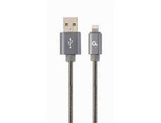 Gembird kábel nabíjací Lightning 8-pin (M) na USB 2.0 (M), prémiový, metalicky opletený, 2 m, šedý