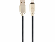 Gembird nabíjecí kabel Lightning 8-pin (M) na USB 2.0 (M), prémiový, gumovo - opletený, 2 m, černý