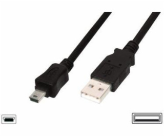 Kabel USB Digitus USB-A - miniUSB 1 m Czarny (AK-300130-0...