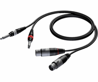 Kabel 2x XLR samice - 2x 6,3mm mono samec konektor 1,5m