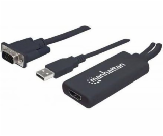 Kábel Manhattan HDMI - D-Sub (VGA) + USB-A 0.3m czarny (1...