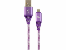 Gembird nabíjecí kabel Lightning 8-pin (M) na USB 2.0 (M), prémiový, opletený, 2 m, fialový